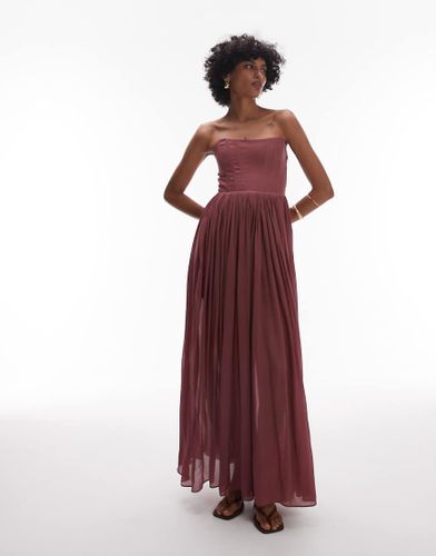 Robe longue avec corset et jupe  superposition transparente - Bordeaux baie - Other Stories - Modalova