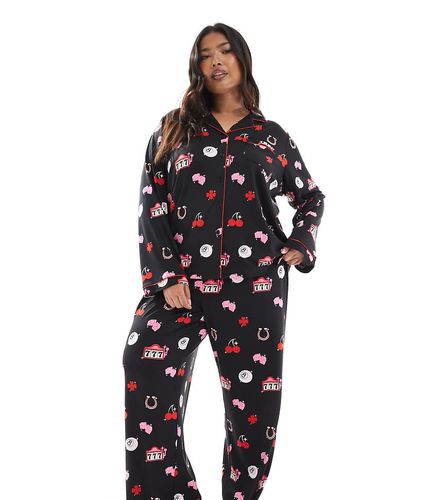Curve - Ensemble de pyjama en jersey ultra doux  imprim motifs chance - Loungeable - Modalova