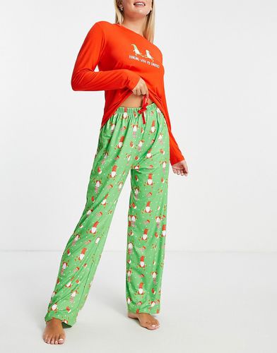 Ensemble de pyjama de Noël à motif lutins du Père Noël - et vert - Loungeable - Modalova