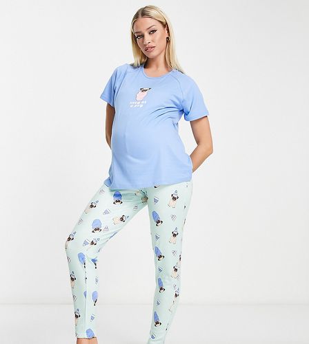 Maternity - Pyjama long ajusté motif carlin - Menthe et - Loungeable - Modalova