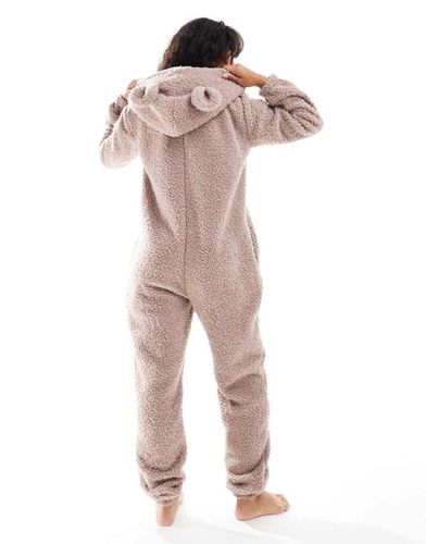 Onesie en sherpa imprimé - Taupe - Loungeable - Modalova