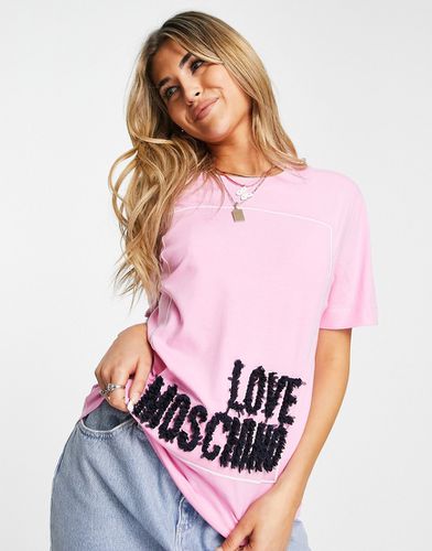 T-shirt avec logo texturé encadré - Love Moschino - Modalova