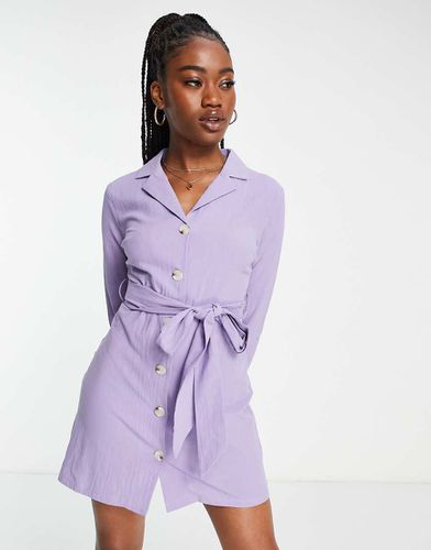 Robe chemise nouée à la taille - Lilas - Lola May - Modalova