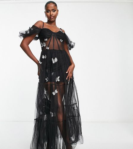 Exclusivité - Robe transparente à corset avec broderie en 3D - Lace & Beads - Modalova