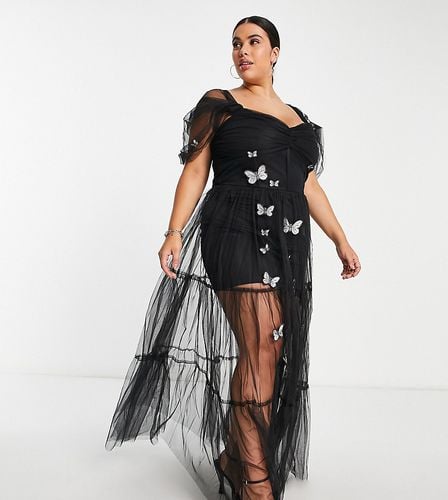 Exclusivité - Robe transparente à corset avec broderie en 3D - Lace & Beads Plus - Modalova