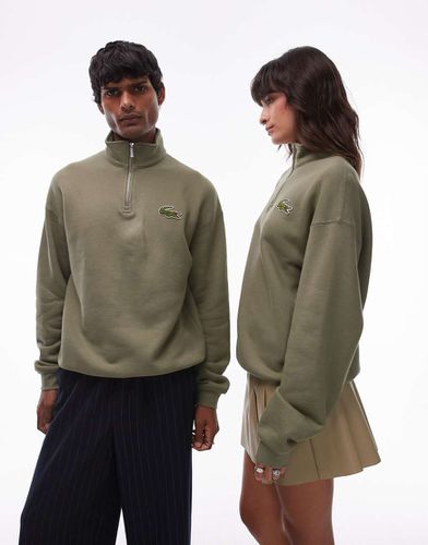 Sweat-shirt à logo avec col zippé - Kaki - Lacoste - Modalova