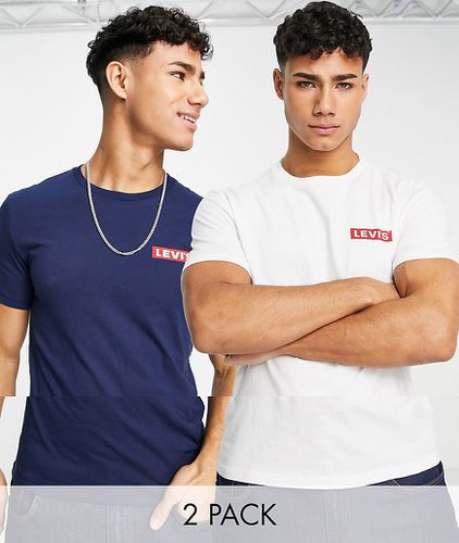 Lot de 2 t-shirts à étiquette logo - Bleu marine/blanc - Levi's - Modalova