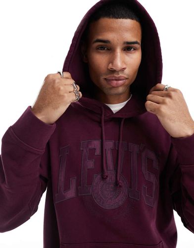 Sweat à capuche décontracté style universitaire avec logo ton sur ton appliqué - Bordeaux - Levi's - Modalova