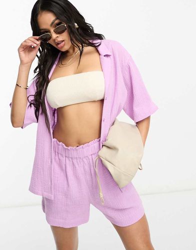 Chemise de plage d'ensemble ample en gaze texturé avec manches larges - Lilas - Lindex - Modalova