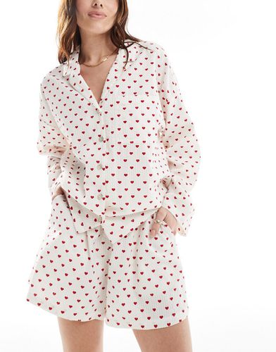 Short de pyjama en crépon à imprimé caurs - Lindex - Modalova