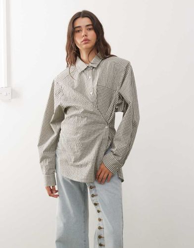 Notting Hill - Chemise oversize  carreaux boutonne sur le devant  paulettes - Crme - Lioness - Modalova
