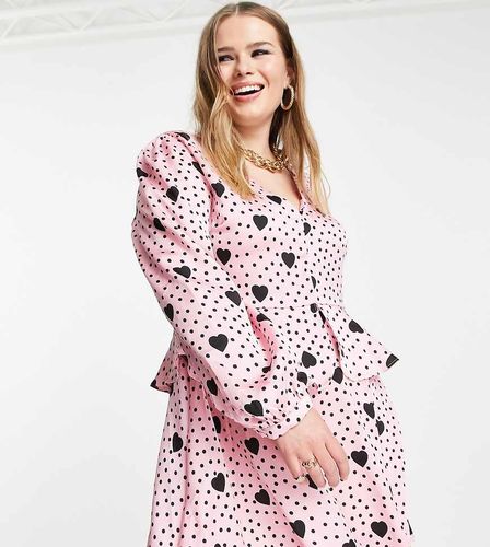 Exclusivité - Saint-Valentin - Robe portefeuille courte à imprimé caur - Liquorish Curve - Modalova