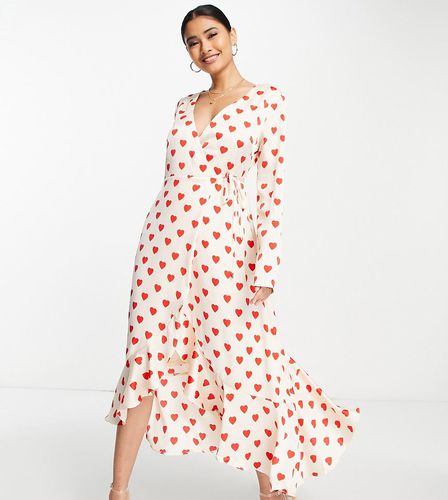 Exclusivité ASOS - Robe portefeuille courte à imprimé caurs - Liquorish - Modalova