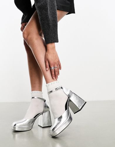 Chaussures à talon plateforme et bout carré - métallisé - Monki - Modalova