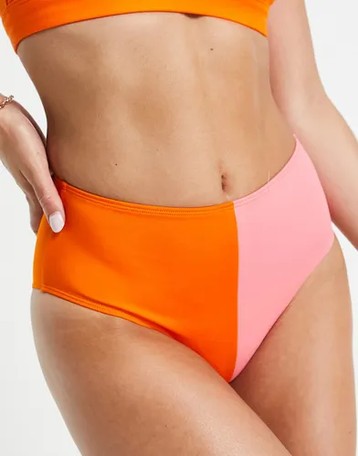 Bas de bikini color block - Rose et orange - Monki - Modalova