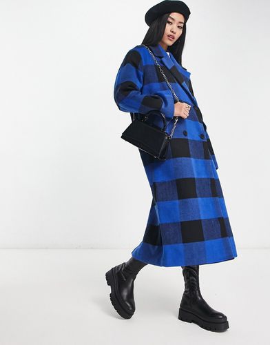 Manteau oversize à carreaux avec double boutonnage - et noir - Monki - Modalova