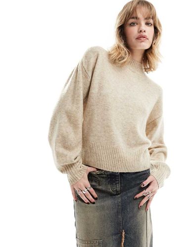 Sweat en maille à col cheminée - Beige avoine - Monki - Modalova