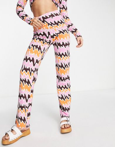 Pantalon d'ensemble droit à imprimé abstrait - Orange/rose - Monki - Modalova