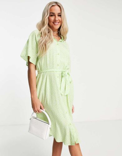 Robe chemise nouée à la taille - Vert - Monki - Modalova