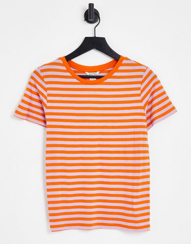 T-shirt manches courtes à rayures - Orange et violet - Monki - Modalova
