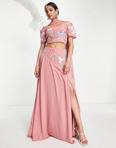 Jupe lehenga longue à fleurs ornementées - Blush - Maya - Modalova