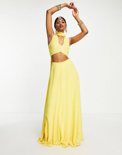 Jupe lehenga longue à sequins - Jaune - Maya - Modalova