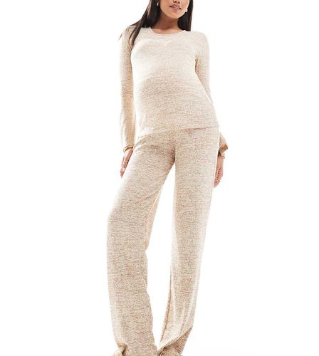 Mamalicious - Pantalon d'ensemble de grossesse évasé en jersey côtelé - Beige chiné - Mama.licious - Modalova