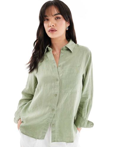 Mango - Chemise en lin - Vert clair - Mango - Modalova