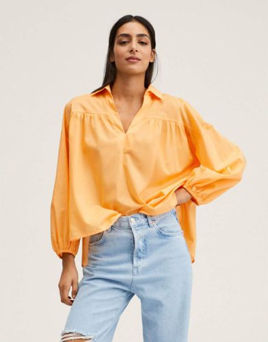 Blouse à col V et manches bouffantes - Mango - Modalova