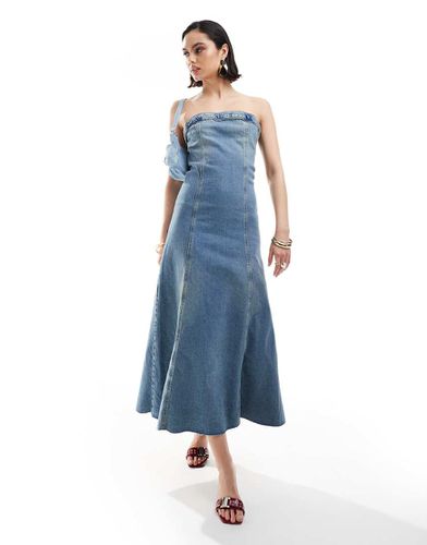 Robe bandeau mi-longue en jean - clair - Mango - Modalova