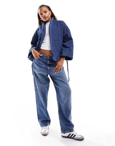 Veste en jean avec liens à la taille - Mango - Modalova