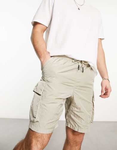 Short cargo en nylon effet froissé - Beige - Marshall Artist - Modalova