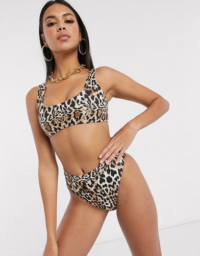 Haut de bikini imprimé léopard à encolure dégagée - Missguided - Modalova