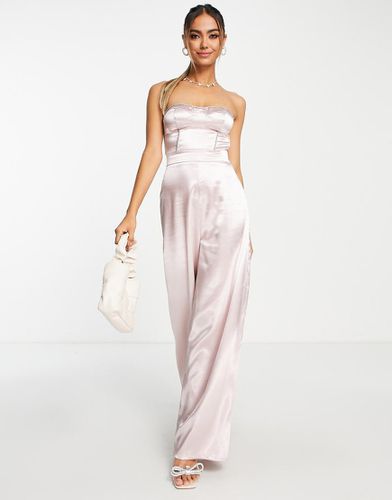 Combinaison ample en satin à corset et strass - Blush - Miss Selfridge - Modalova