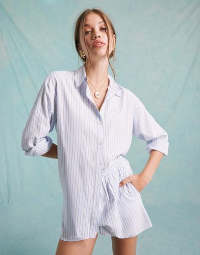 Chemise oversize d'ensemble en popeline rayée - /bleu - Miss Selfridge - Modalova