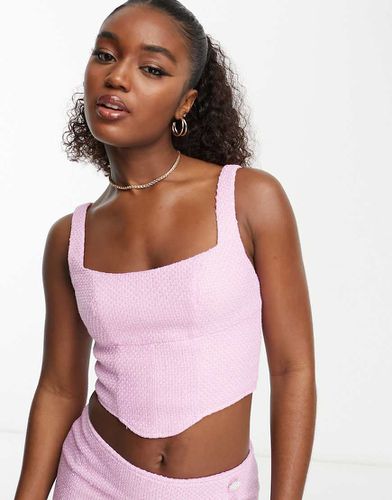 Crop top d'ensemble style corset en bouclé - Rose - Miss Selfridge - Modalova