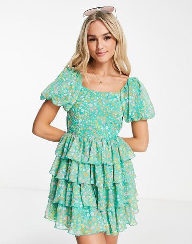 Festival - Robe courte en mousseline à petites fleurs et froufrous - Miss Selfridge - Modalova