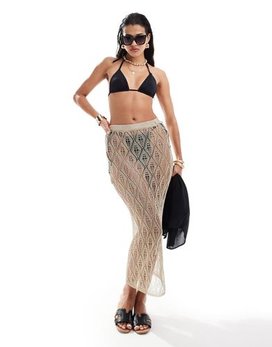 Jupe longue de plage métallisée en maille au crochet - Miss Selfridge - Modalova