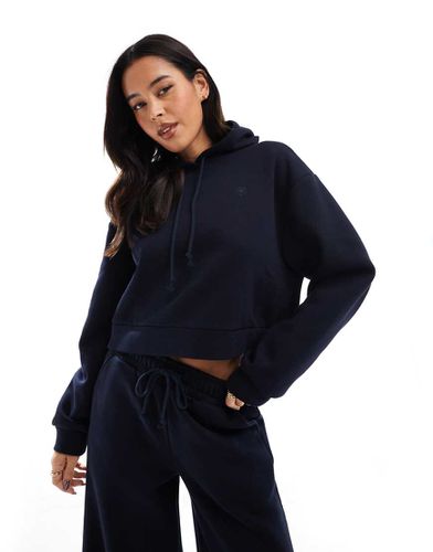 Sweat à capuche oversize doublé en polaire épaisse avec broderie caur - Indigo - Miss Selfridge - Modalova