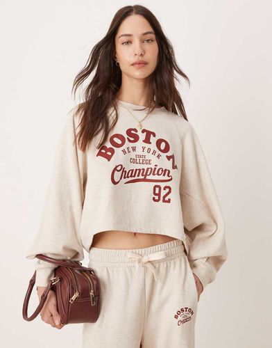 Sweat d'ensemble à imprimé Boston - Grège chiné - Miss Selfridge - Modalova