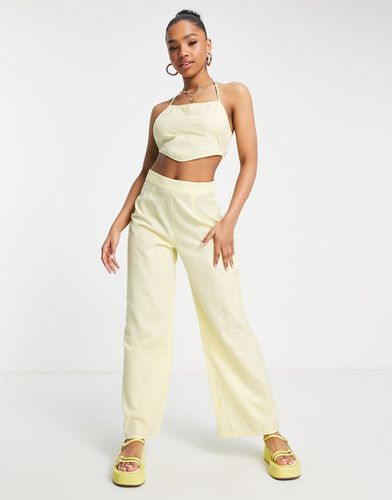 Pantalon ample d'ensemble en lin mélangé - Citron - Miss Selfridge - Modalova