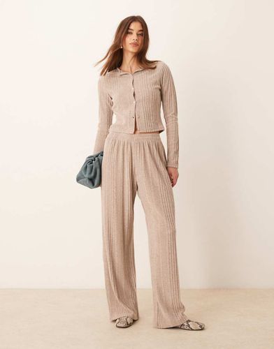 Pantalon ample en tissu côtelé chunky effet brossé - Taupe - Miss Selfridge - Modalova