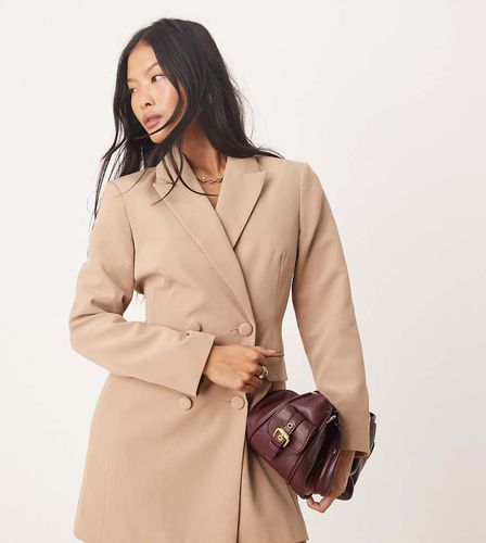 Robe blazer à taille ajustée - Taupe - Miss Selfridge Petite - Modalova