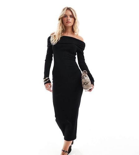 Robe longue à encolure Bardot et manches longues - Miss Selfridge Petite - Modalova