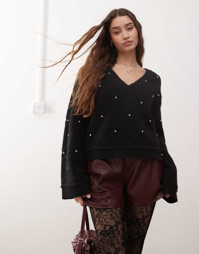 Pull orné de strass à manches amples - Miss Selfridge - Modalova