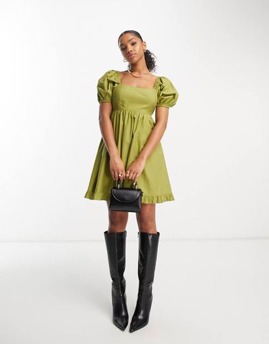 Robe babydoll en popeline - olive - Miss Selfridge - Modalova