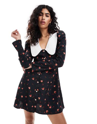 Robe courte boutonnée à imprimé - Rose - Miss Selfridge - Modalova