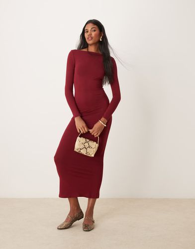 Robe longue à manches longues et encolure bateau - Bordeaux - Miss Selfridge - Modalova