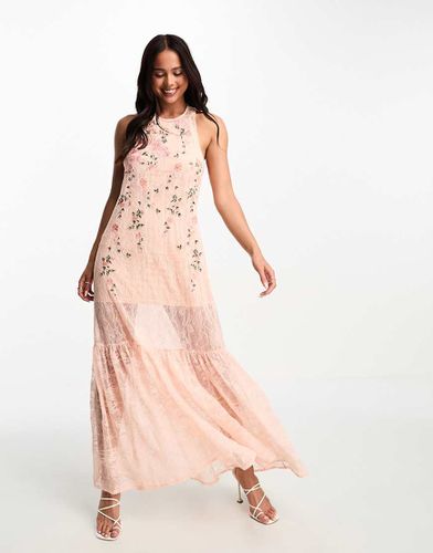 Robe longue en dentelle avec brodées - Miss Selfridge - Modalova