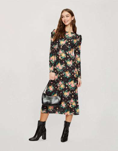 Robe rétro mi-longue à grandes fleurs - Miss Selfridge - Modalova